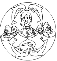 Meerjungfrau-Mandala mit Delfinen