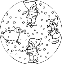 Kinder im Schnee-Mandala