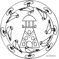 Leuchtturm mit Möwen Mandala