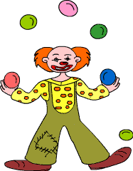 Clown jongliert