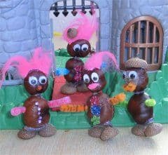 Artikelbild Lustige Fusselköpfe aus Kastanien basteln