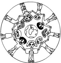 Kinder einer Erde-Mandala
