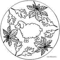 Schaf mit Blättern Mandala