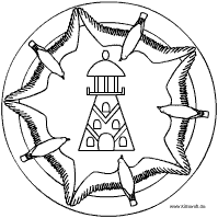 Leuchtturm mit Möwen Mandala