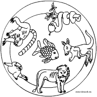 Verschiedene Tiere Mandala