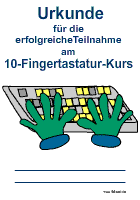 10-Finger-Tastaturkurs Urkunde