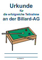 Billard AG Urkunde