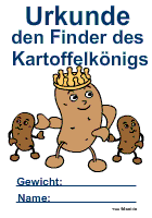 Urkunde für den Finder des Kartoffelnkönigs