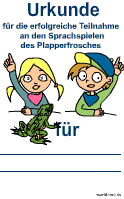 Plapperfrosch-Urkunde